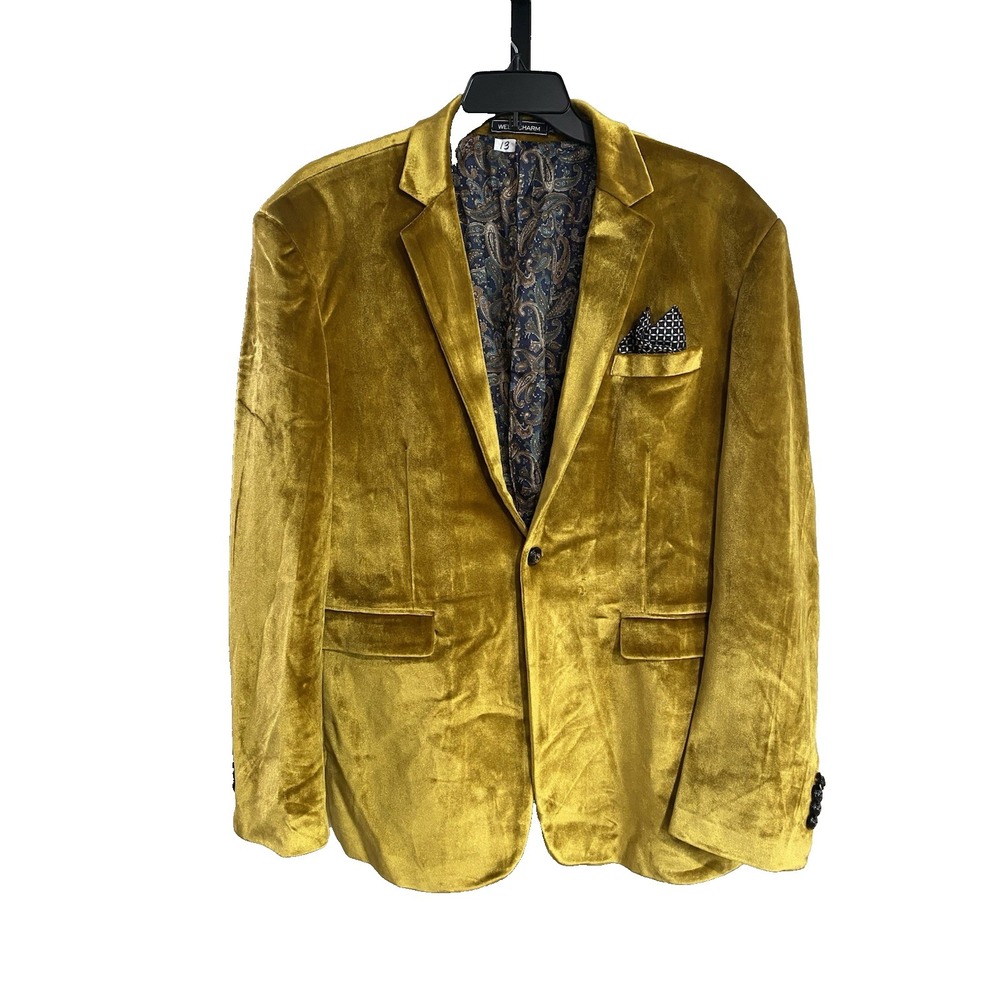ween charm mens VELOUR JACKET suit coat COSTUME gold formal size XXL EUC H1